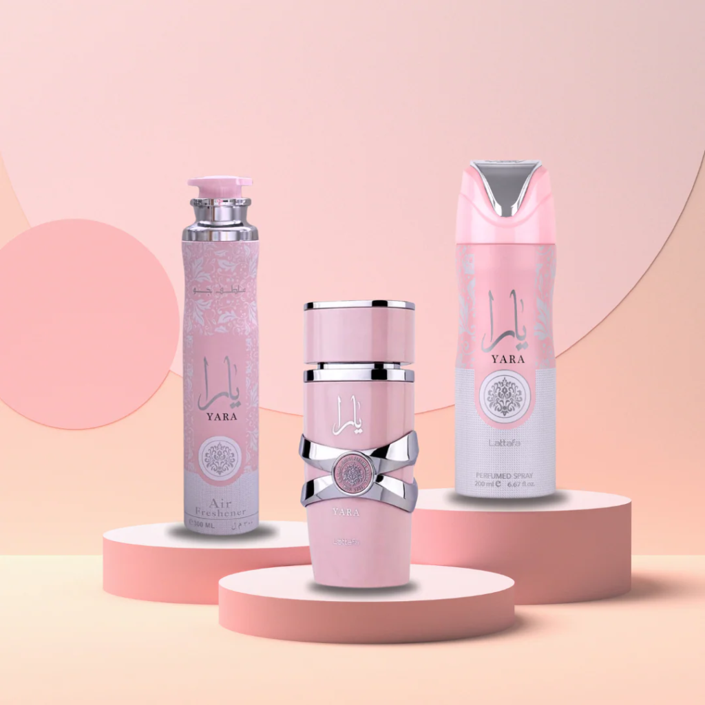 LATTAFA YARA GIFTSET EDP 100ML + DEODORANT 200ML + AIR FRESHENER 300ML