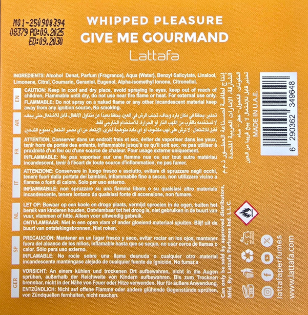 LATTAFA GIVE ME GOURMAND WHIPPED PLEASURE EDP 75ML unisex Eau de Parfum