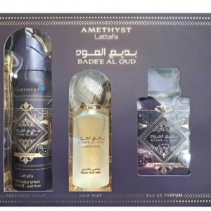 LATTAFA BADE'E AL OUD AMETHYST EDP GIFTSET 100ML+DEODORANT 200ML+HAIRMIST 50ML unisex gift set