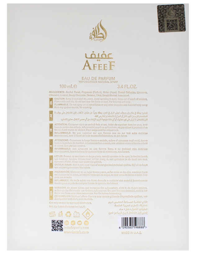 LATTAFA Afeef EDP U 100ml unisex Eau de Parfum