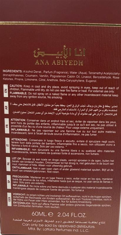 Lattafa Ana Abiyedh Scarlet EDP 60 ml Unisex Eau de Parfum