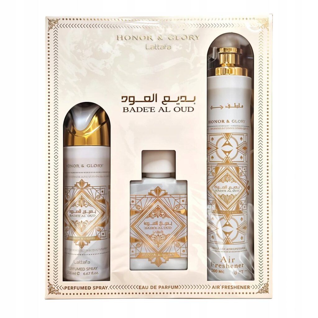 LATTAFA BADE'E AL OUD HONOR&GLORY GIFTSET EDP U 100ML + DEO 200ML + 300ML