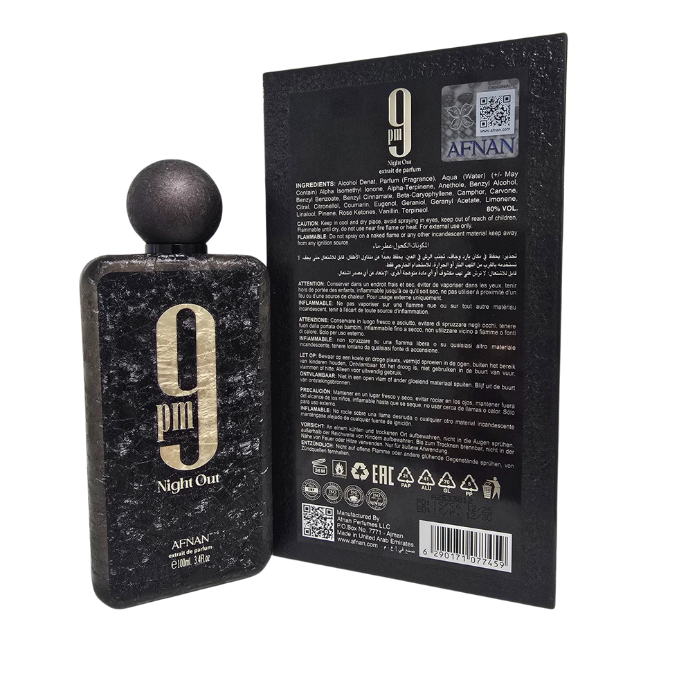 AFNAN 9 PM NIGHT OUT EXTRAIT DE PARFUM 100ML unisex Eau de Parfum