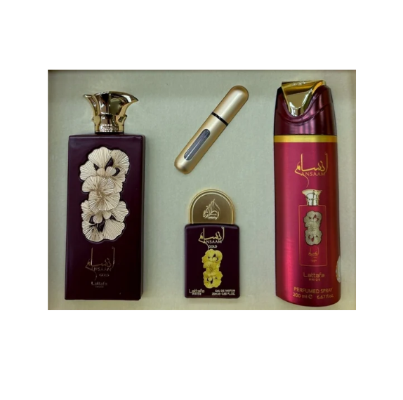 Lattafa Ansaam Gold  GIFTSET 100ML +20ML +DEO 200ML zestaw prezentowy dla kobiet