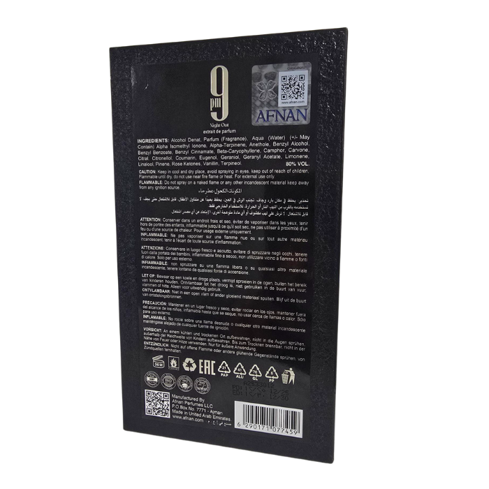 AFNAN 9 PM NIGHT OUT EXTRAIT DE PARFUM 100ML woda perfumowana unisex