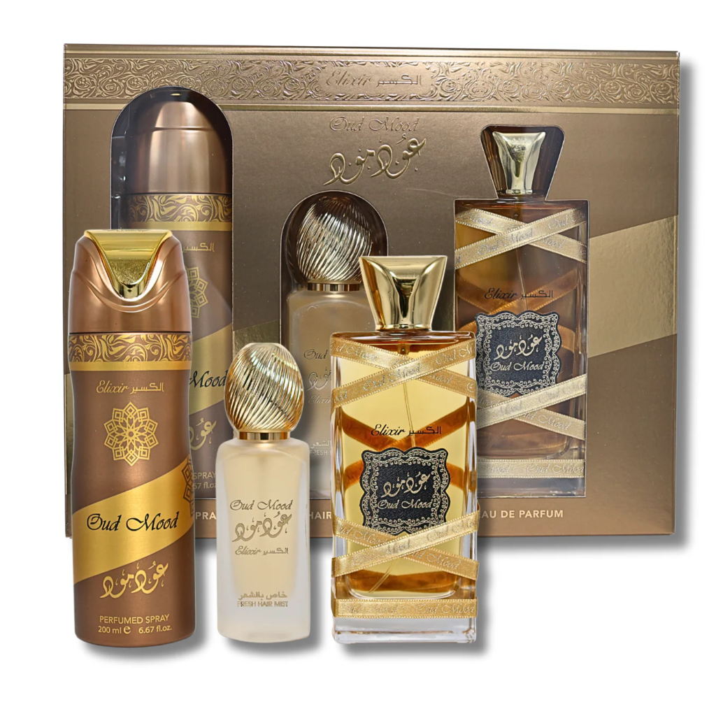 LATTAFA OUD MOOD ELIXIR GIFTSET 100ML+DEODORANT 200ML+HAIRMIST 50ML