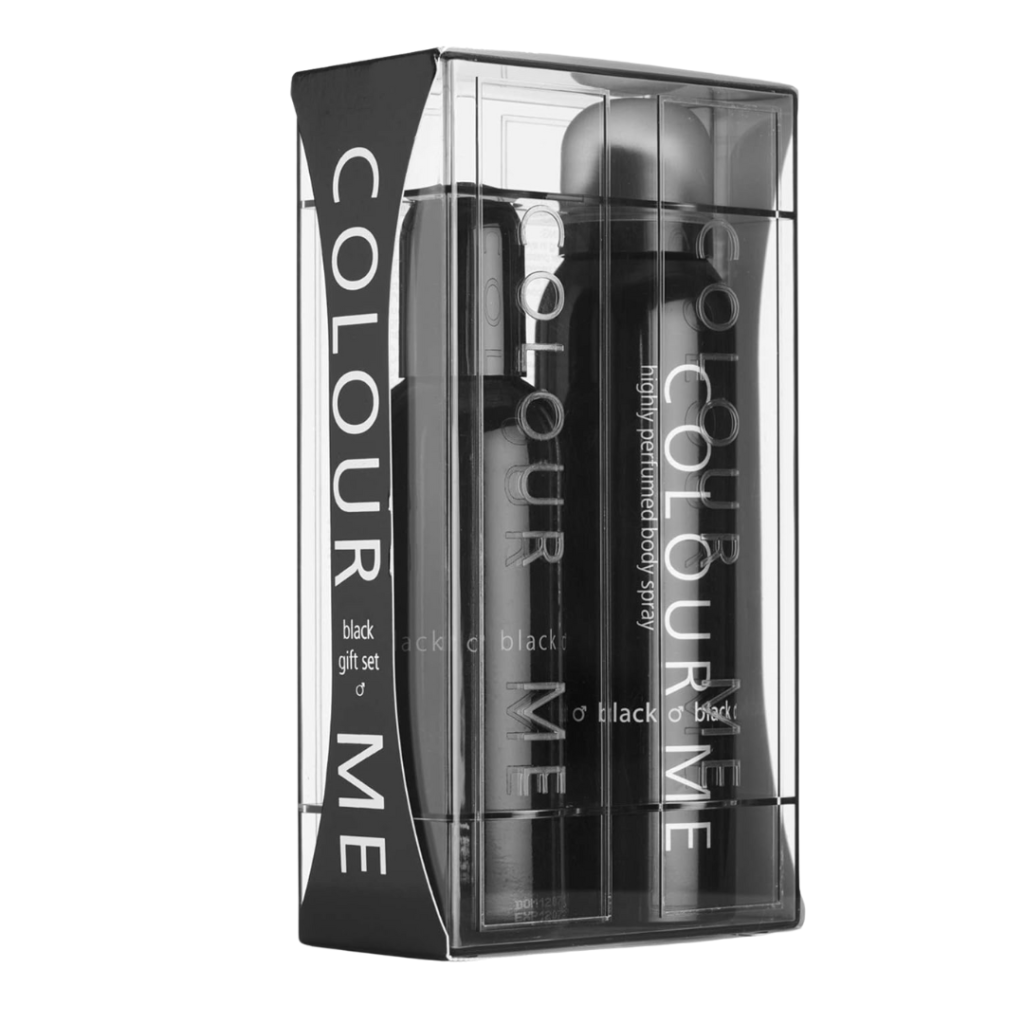 COLOUR ME 100ml EDP woda perfumowana męska /150ml Body Spray Gift Set HOMME BLACK