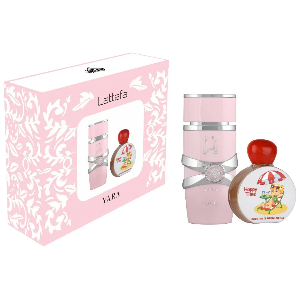 Zestaw Lattafa Yara 100 ml woda perfumowana damska plus Lattafa Happy Time 75 ml