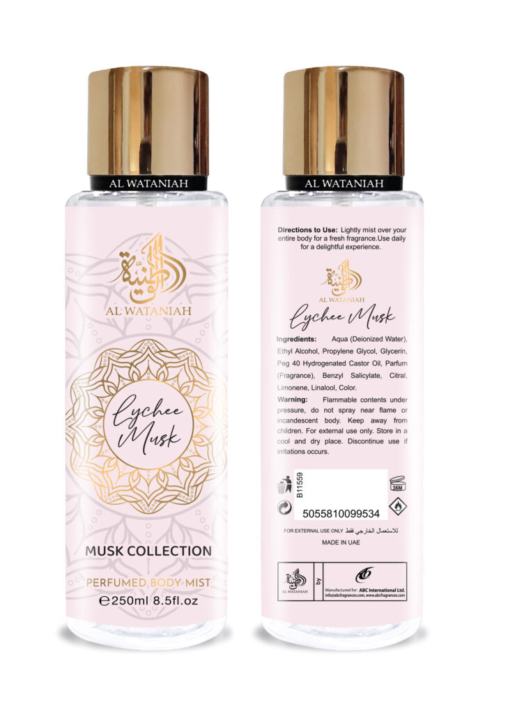 Al Wataniah Perfumed Body Mist 250ml - Lychee Musk mgiełka do ciała