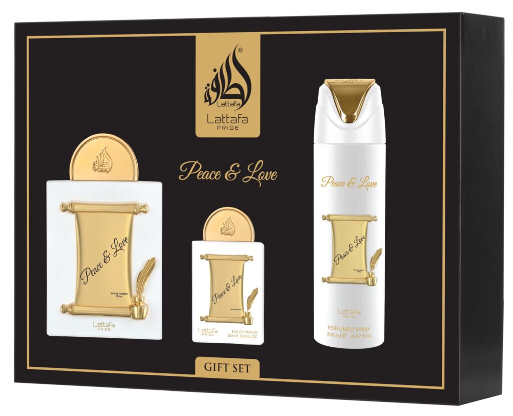 Lattafa Peace&Love GIFTSET  100ML+20ML+DEO 200ML zestaw prezentowy unisex