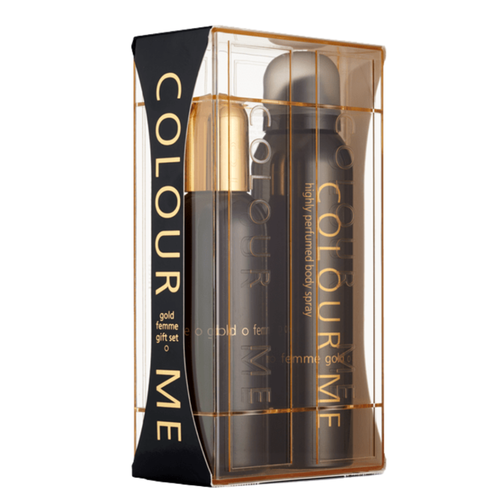 COLOUR ME 100ml EDP woda perfumowana damska/150ml Body Spray Gift Set  FEMME GOLD
