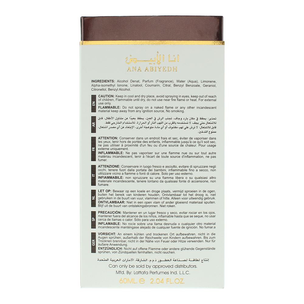 LATTAFA Ana Abiyedh Leather 60ml EDP woda perfumowana damska