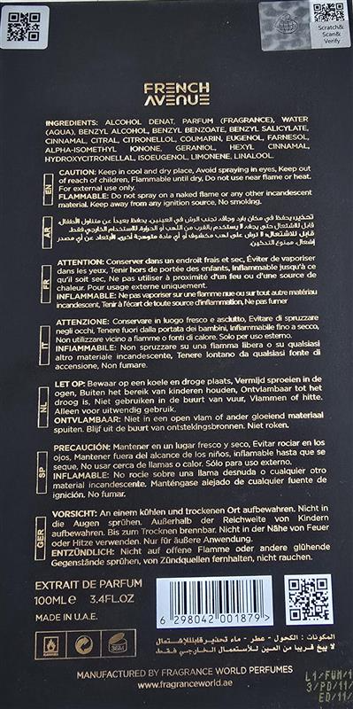 FRENCH AVENUE OBSIDIAN EXTRAIT DE PARFUME EDP U 100ML ekstrakt perfum unisex