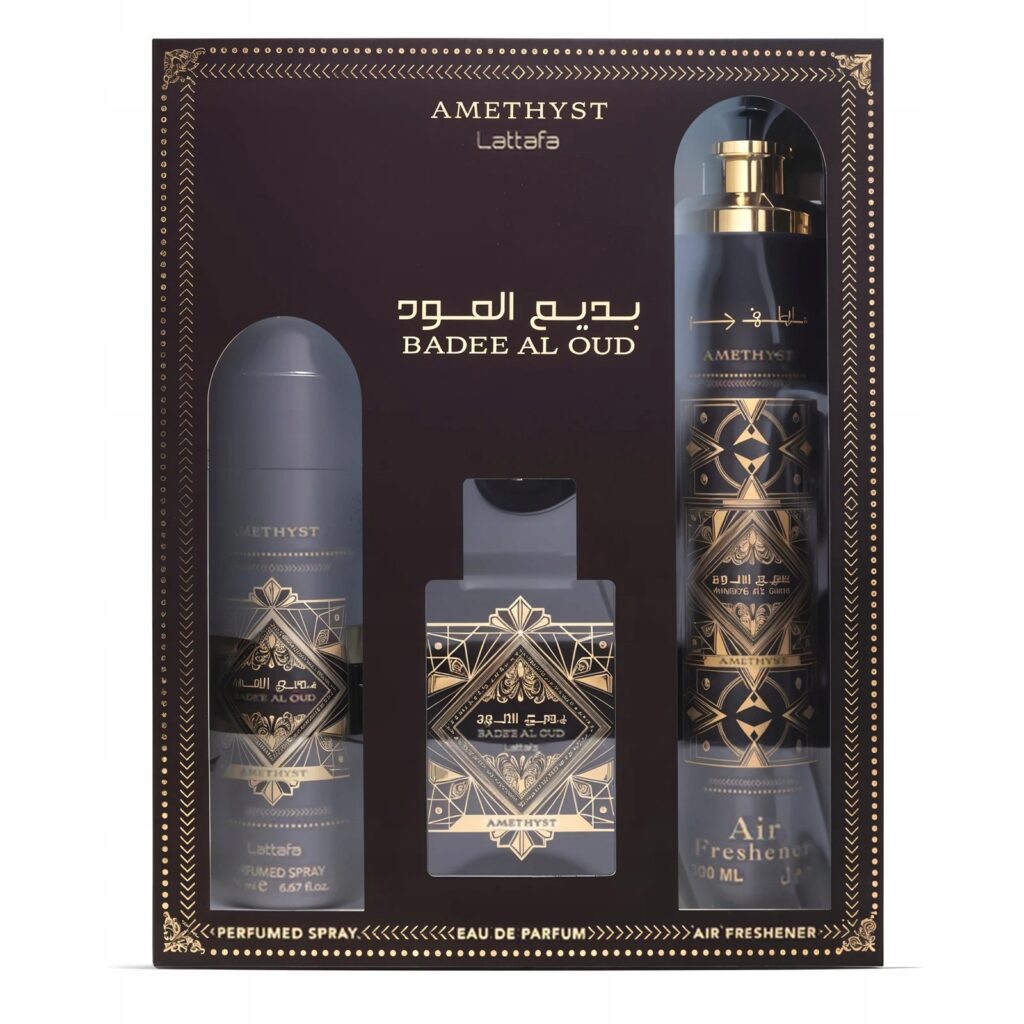 LATTAFA BADE'E AL OUD AMETHYST GIFTSET EDP 100ML+ 200ML+300ML zestaw prezent